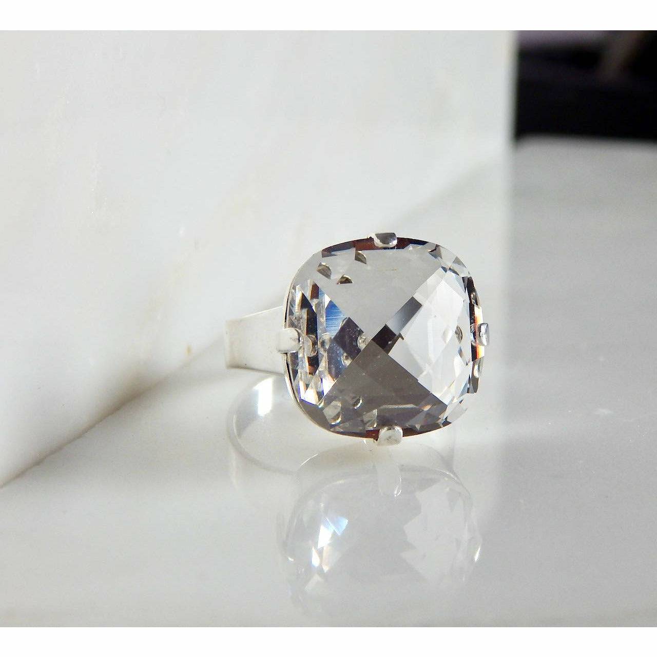 Large crystal cocktail ring