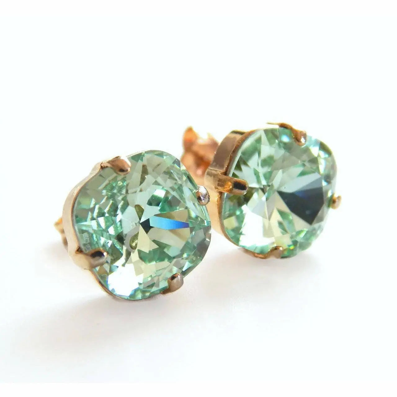 Mint green square crystal earrings LoveYourBling