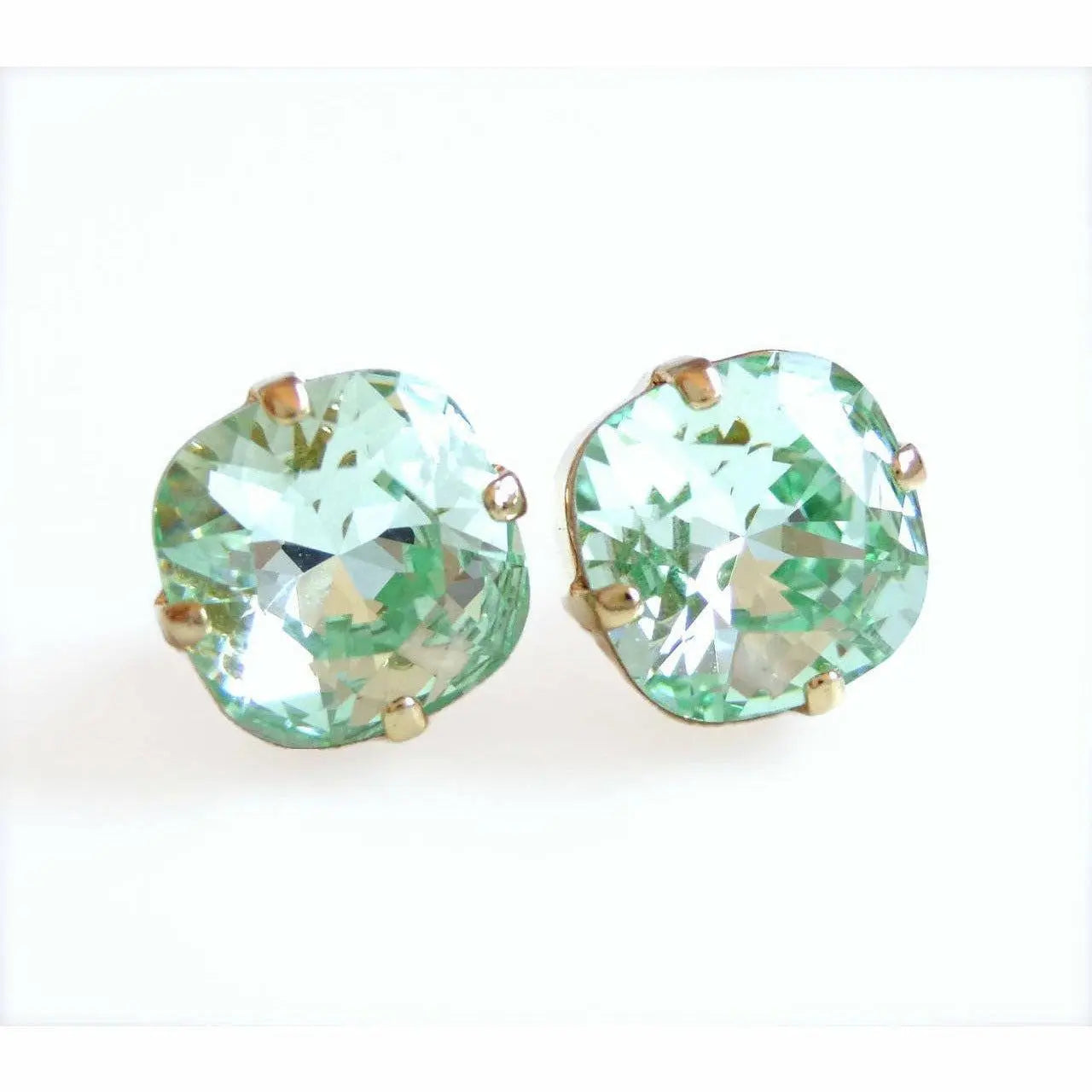 Mint green square crystal earrings LoveYourBling