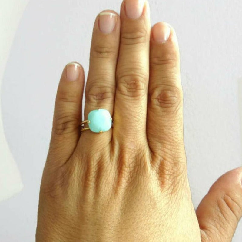 Mint green crystal cocktail Ring