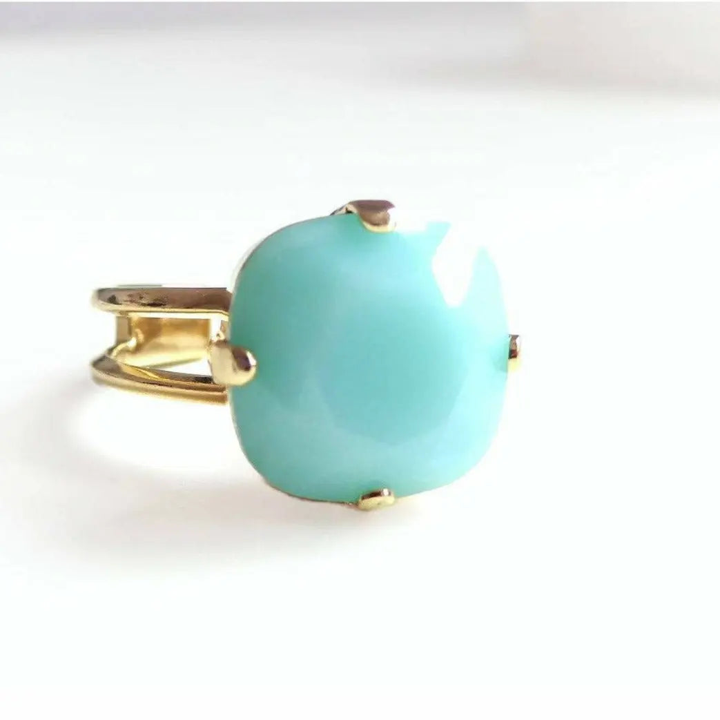 Mint green crystal cocktail Ring LoveYourBling
