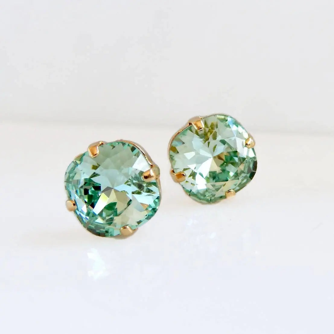 Mint green square crystal earrings LoveYourBling