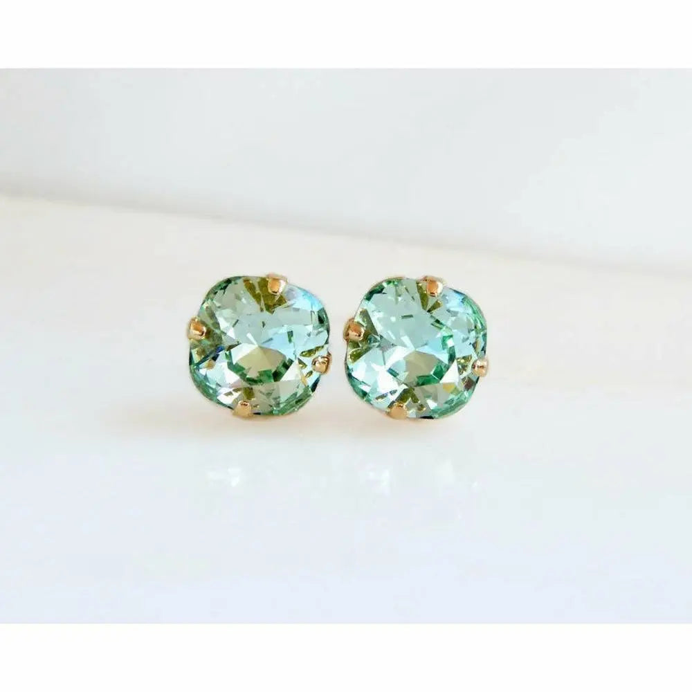 Mint green square crystal earrings LoveYourBling