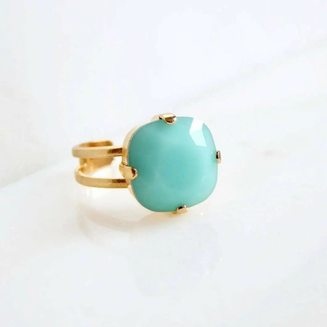 Mint green crystal cocktail Ring LoveYourBling