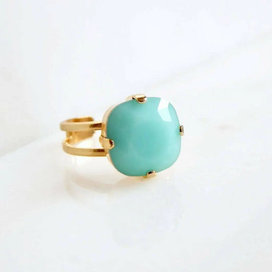 Mint green crystal cocktail Ring LoveYourBling