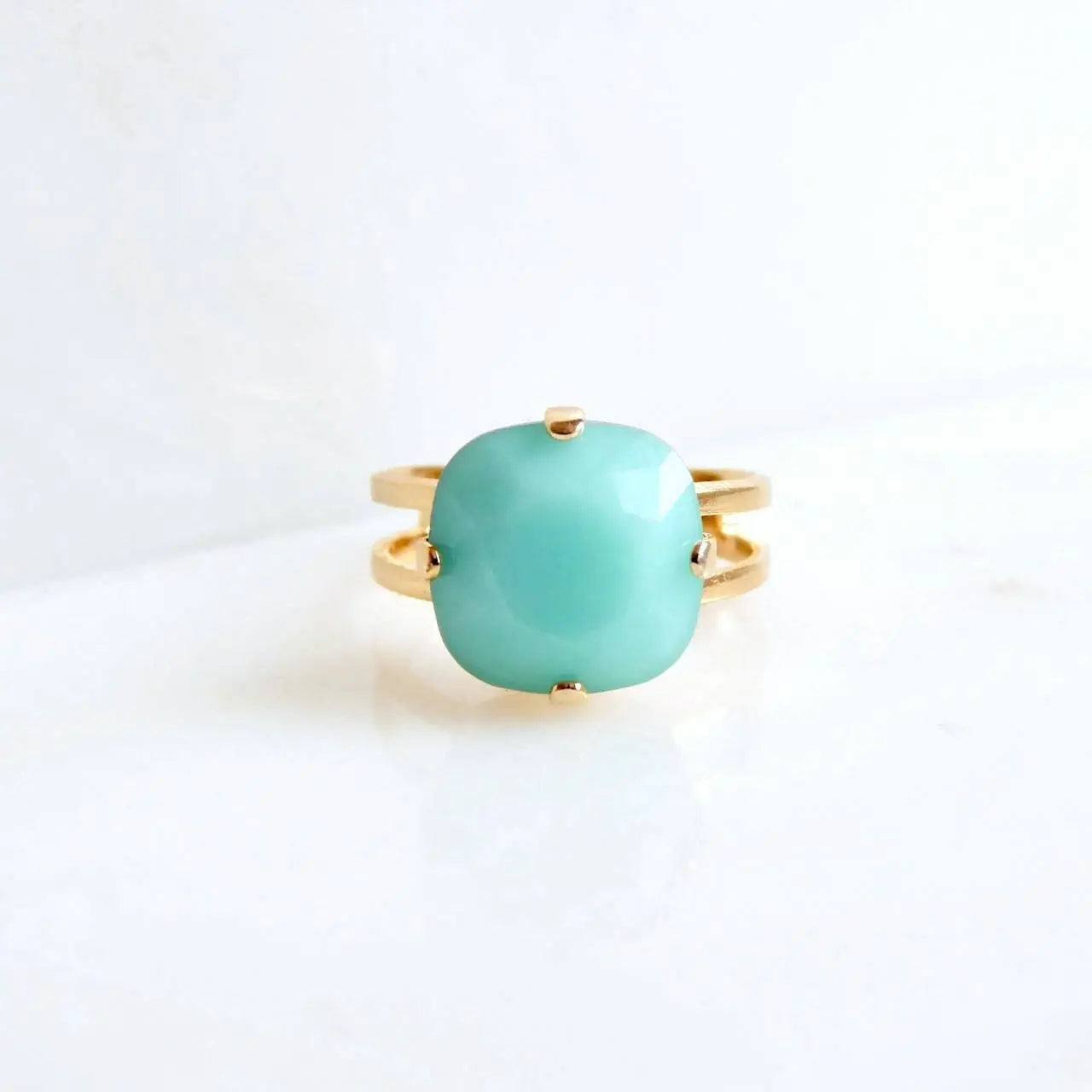 Mint green crystal cocktail Ring LoveYourBling