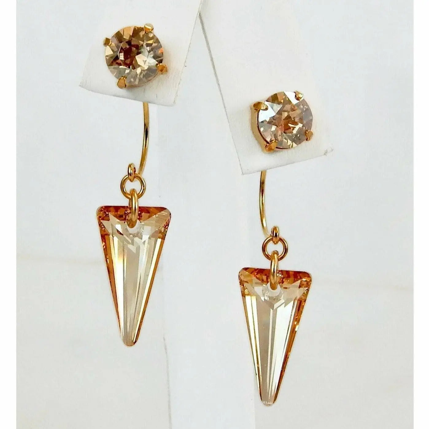 Gold crystal ear jacket spike earrings LoveYourBling