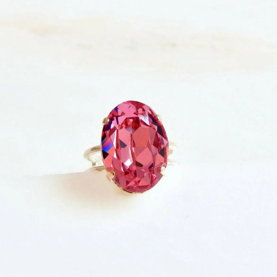Pink crystal oval ring LoveYourBling