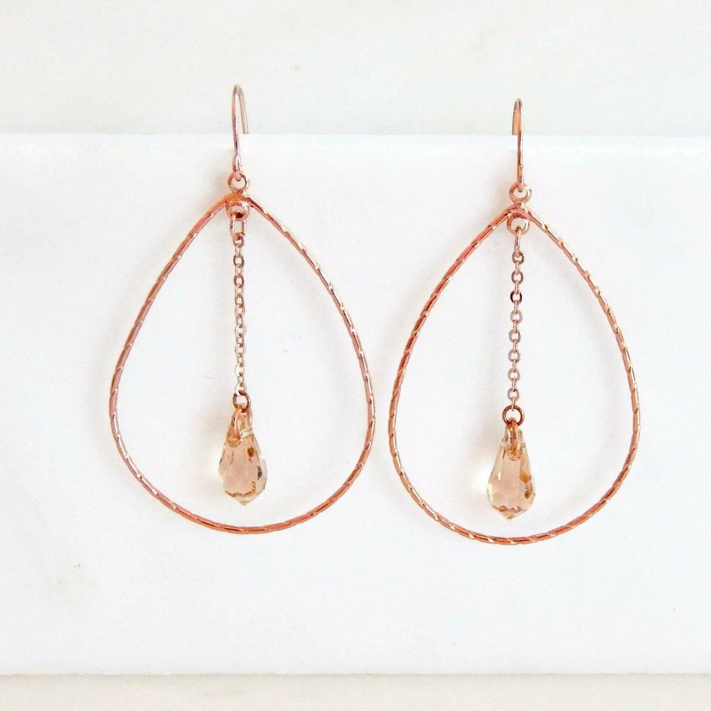 Teardrop hoop earrings with teardrop crystals LoveYourBling