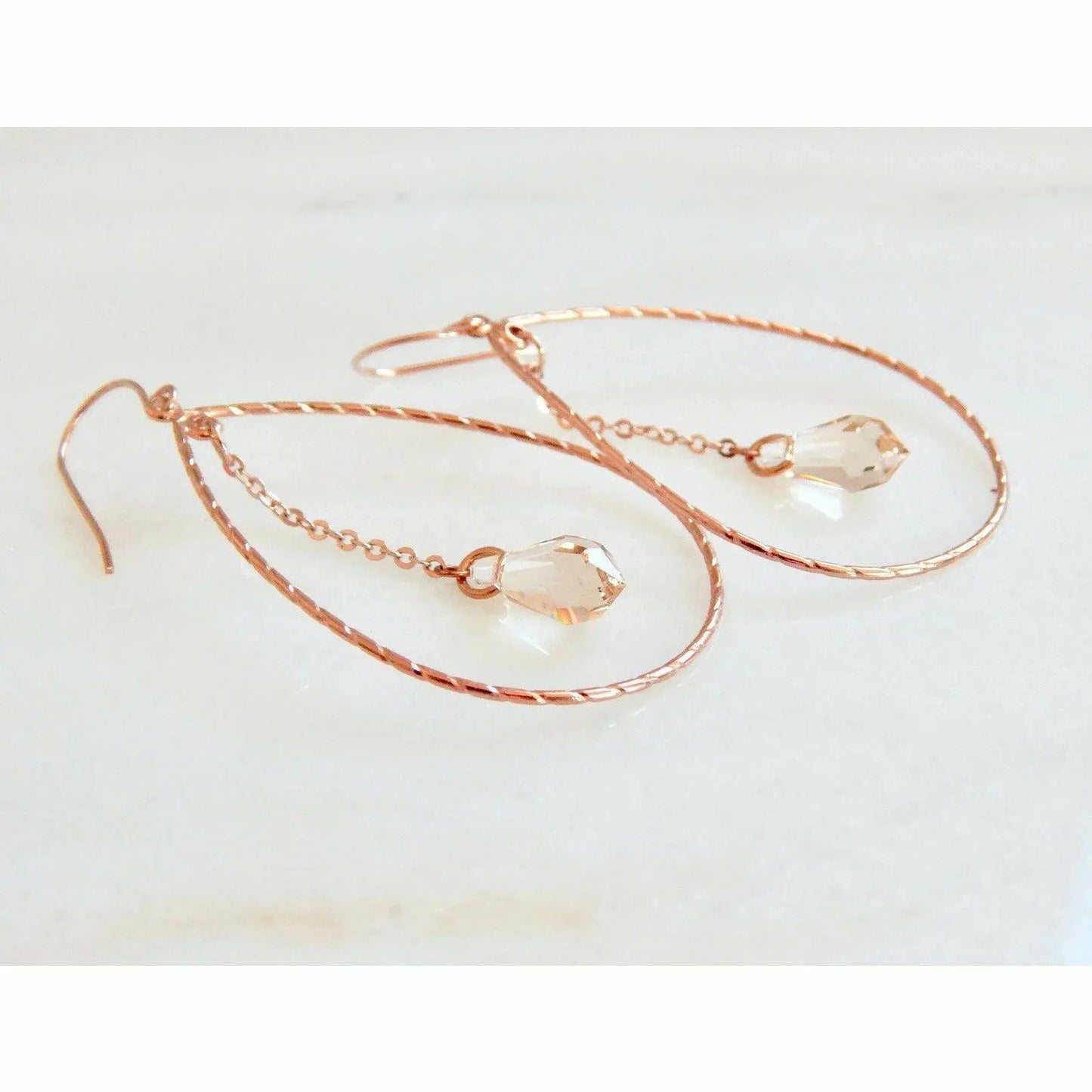 Teardrop hoop earrings with teardrop crystals LoveYourBling