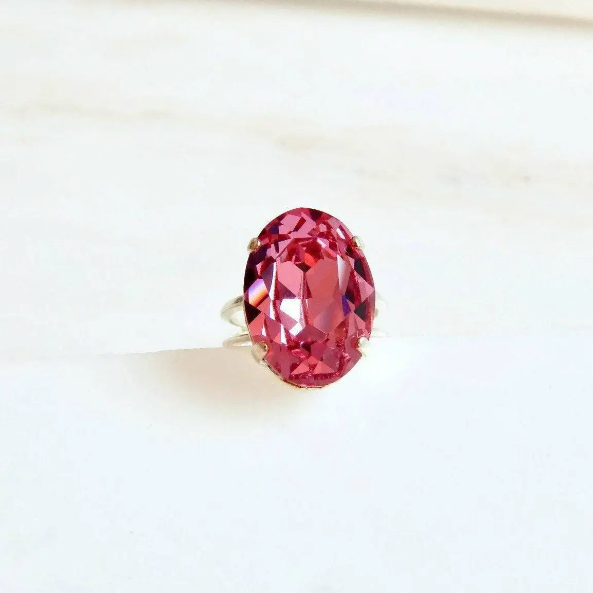 Pink crystal oval ring LoveYourBling
