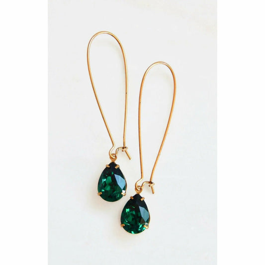 Teardrop emerald green crystal earrings LoveYourBling