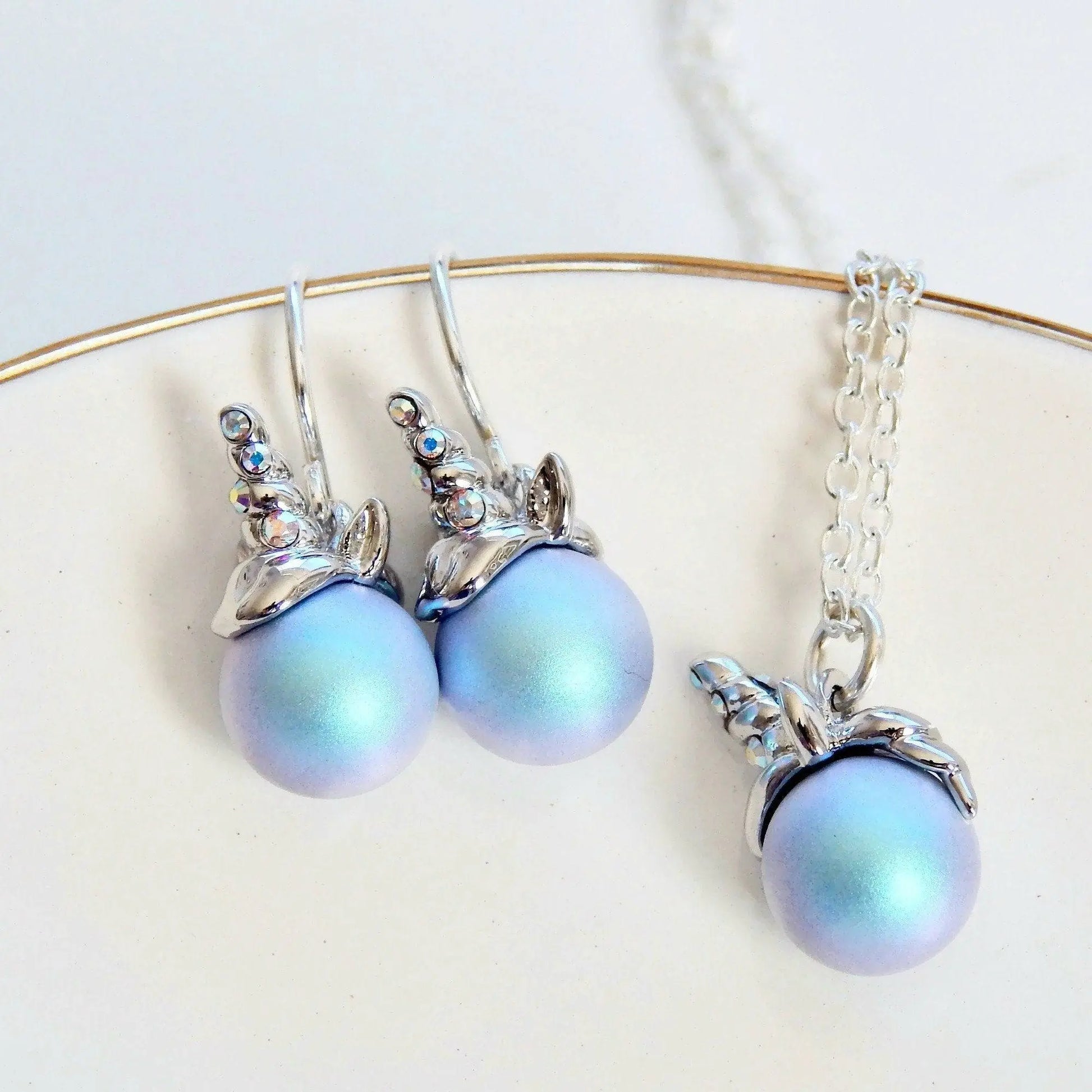 Blue unicorn pearl and crystal necklace LoveYourBling