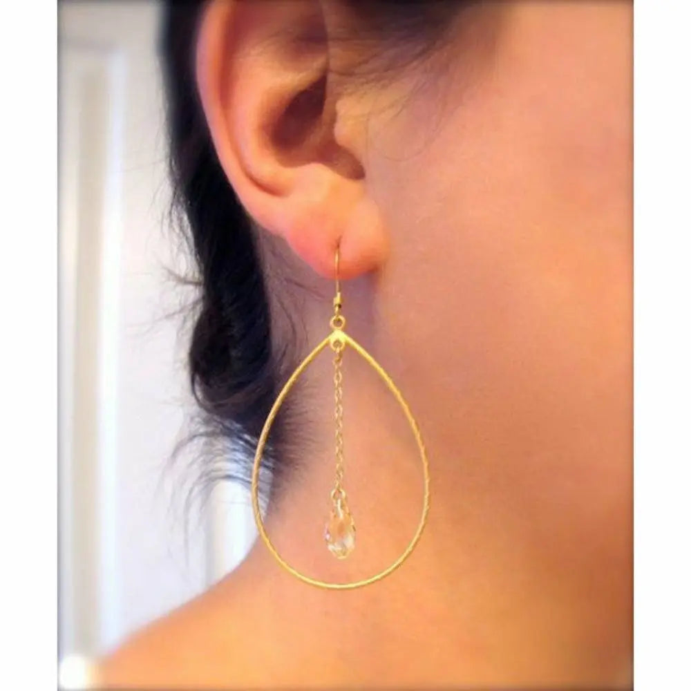 Teardrop hoop earrings with teardrop crystals LoveYourBling