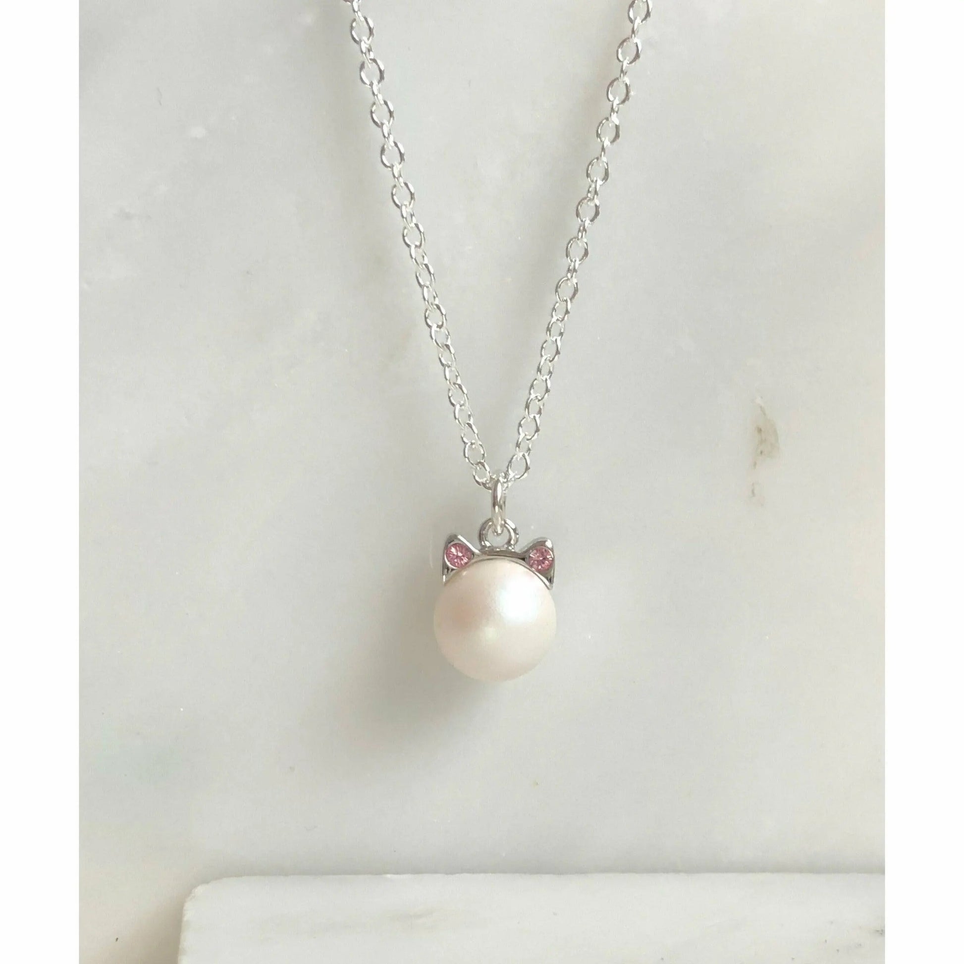 White pearl cat necklace LoveYourBling