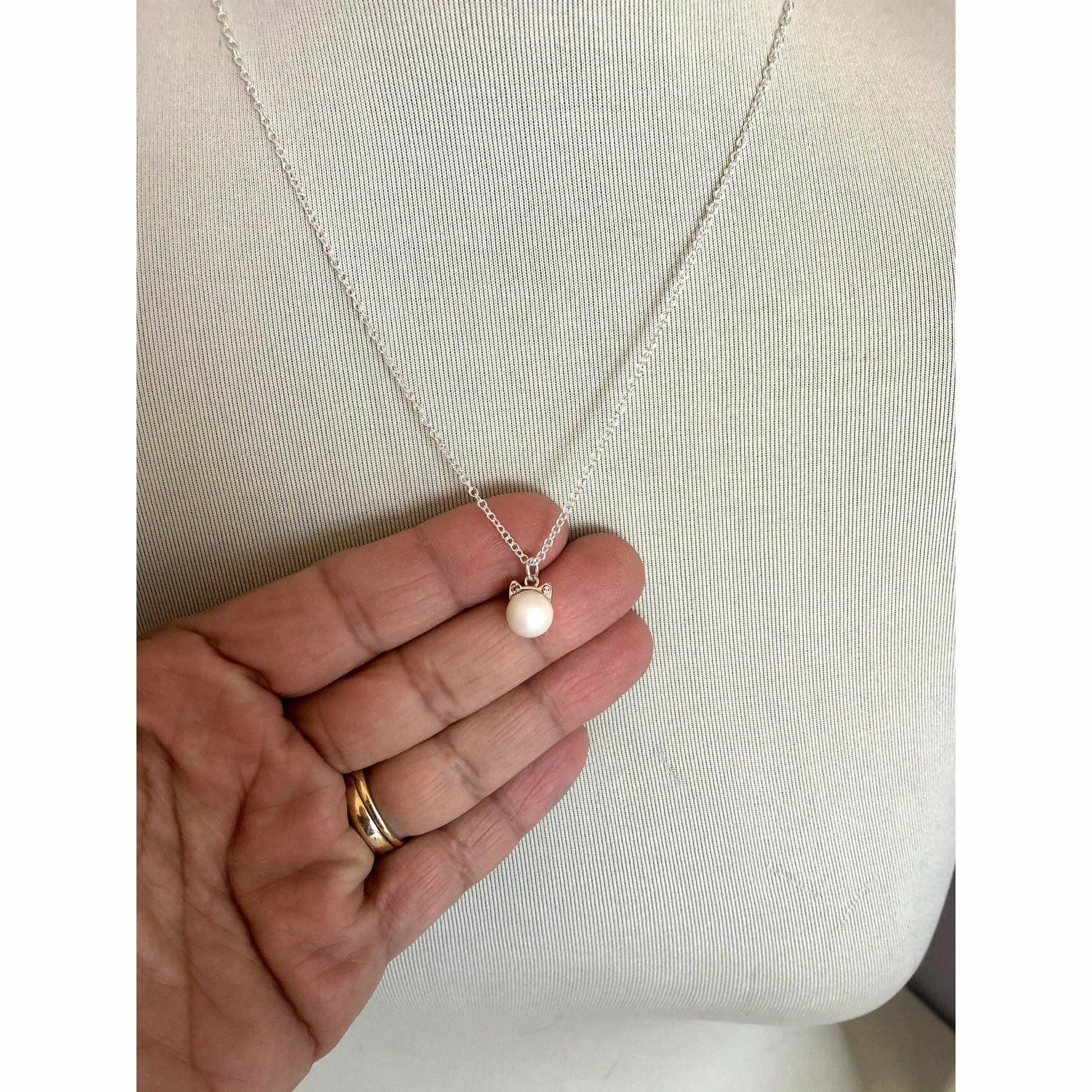 White pearl cat necklace LoveYourBling