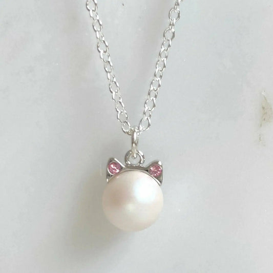 White pearl cat necklace LoveYourBling