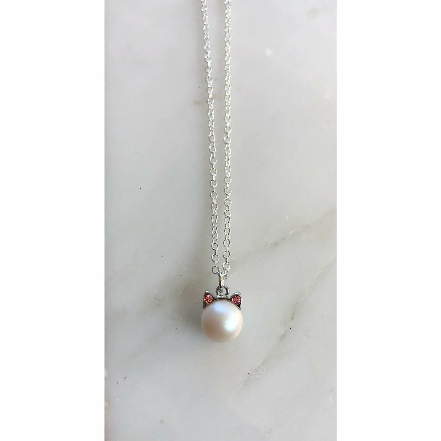 White pearl cat necklace LoveYourBling