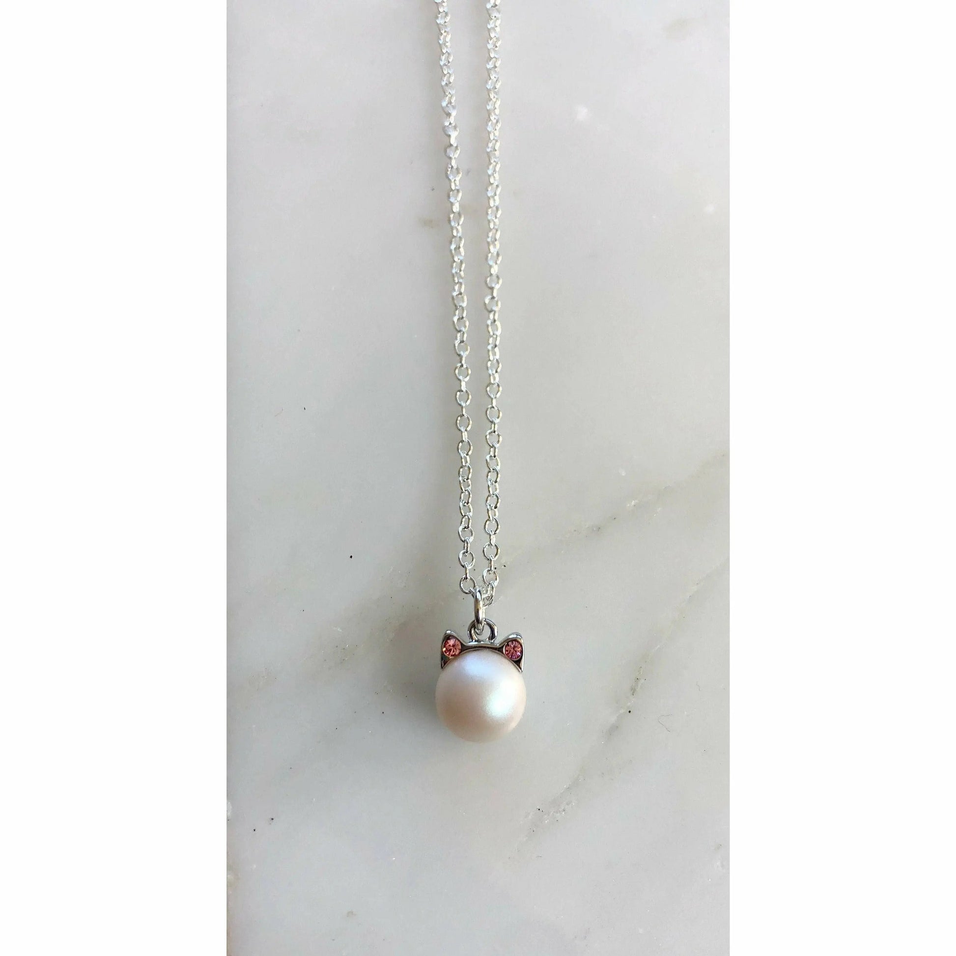 White pearl cat necklace LoveYourBling