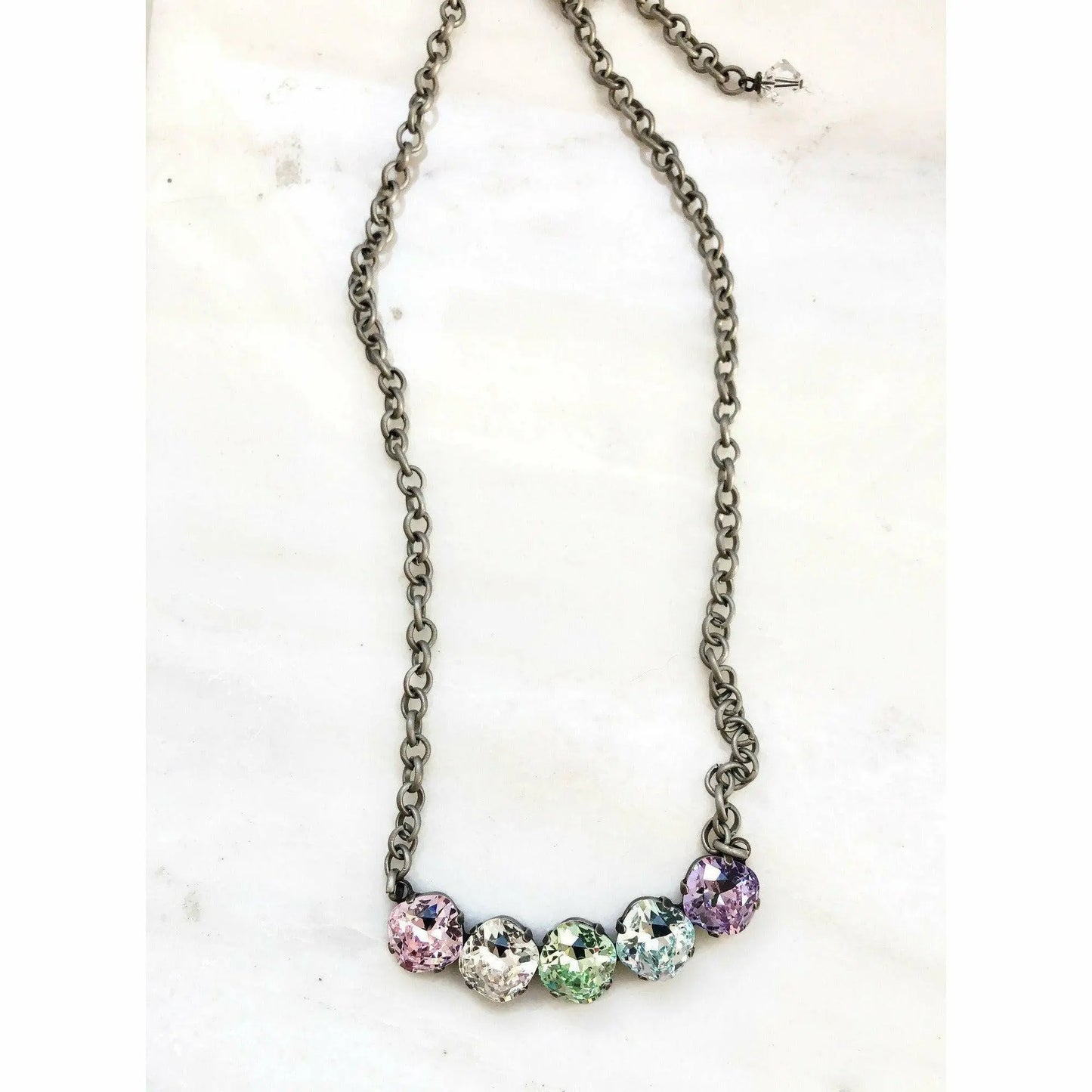 Rainbow pastel Swarovski Crystal necklace LoveYourBling