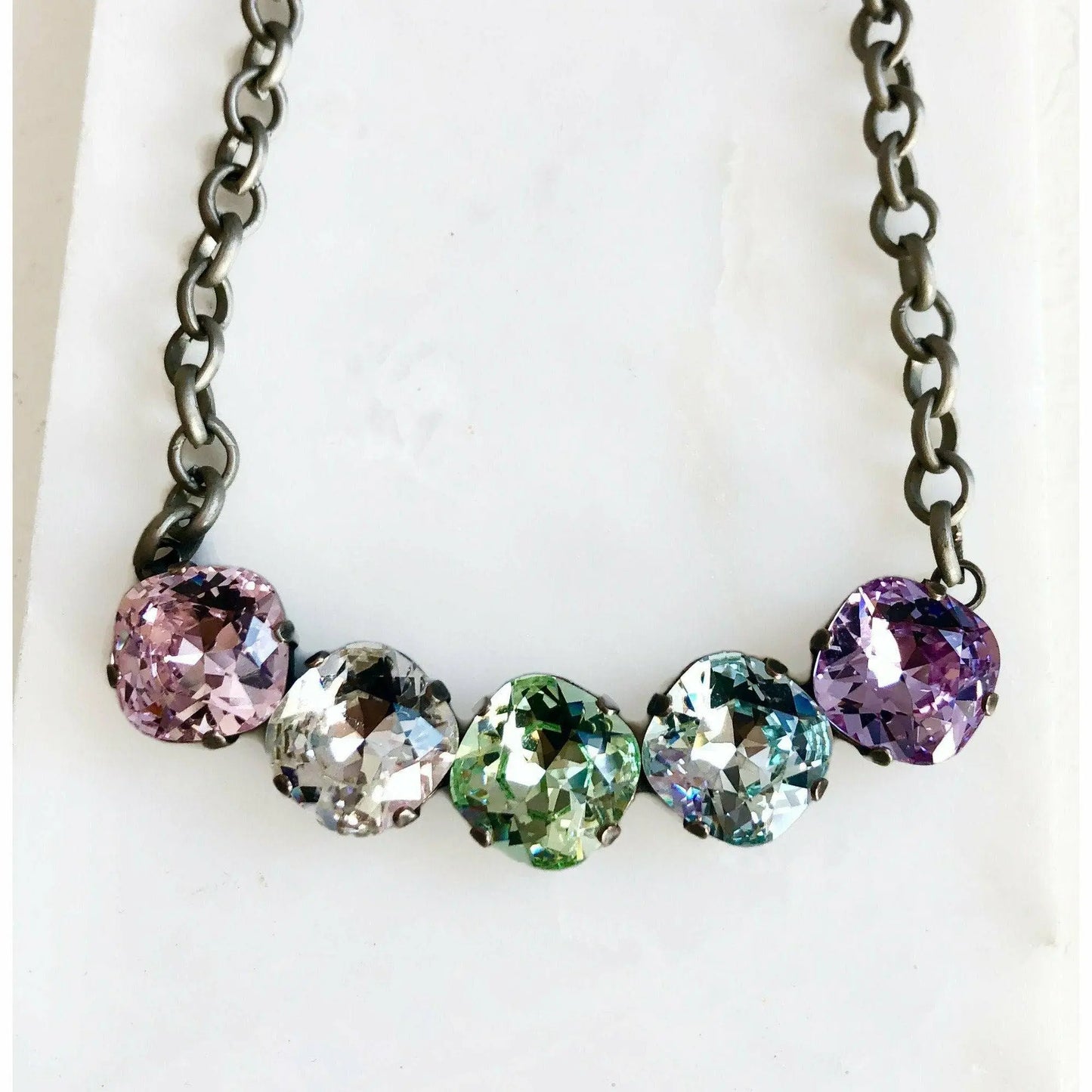 Rainbow pastel Swarovski Crystal necklace LoveYourBling
