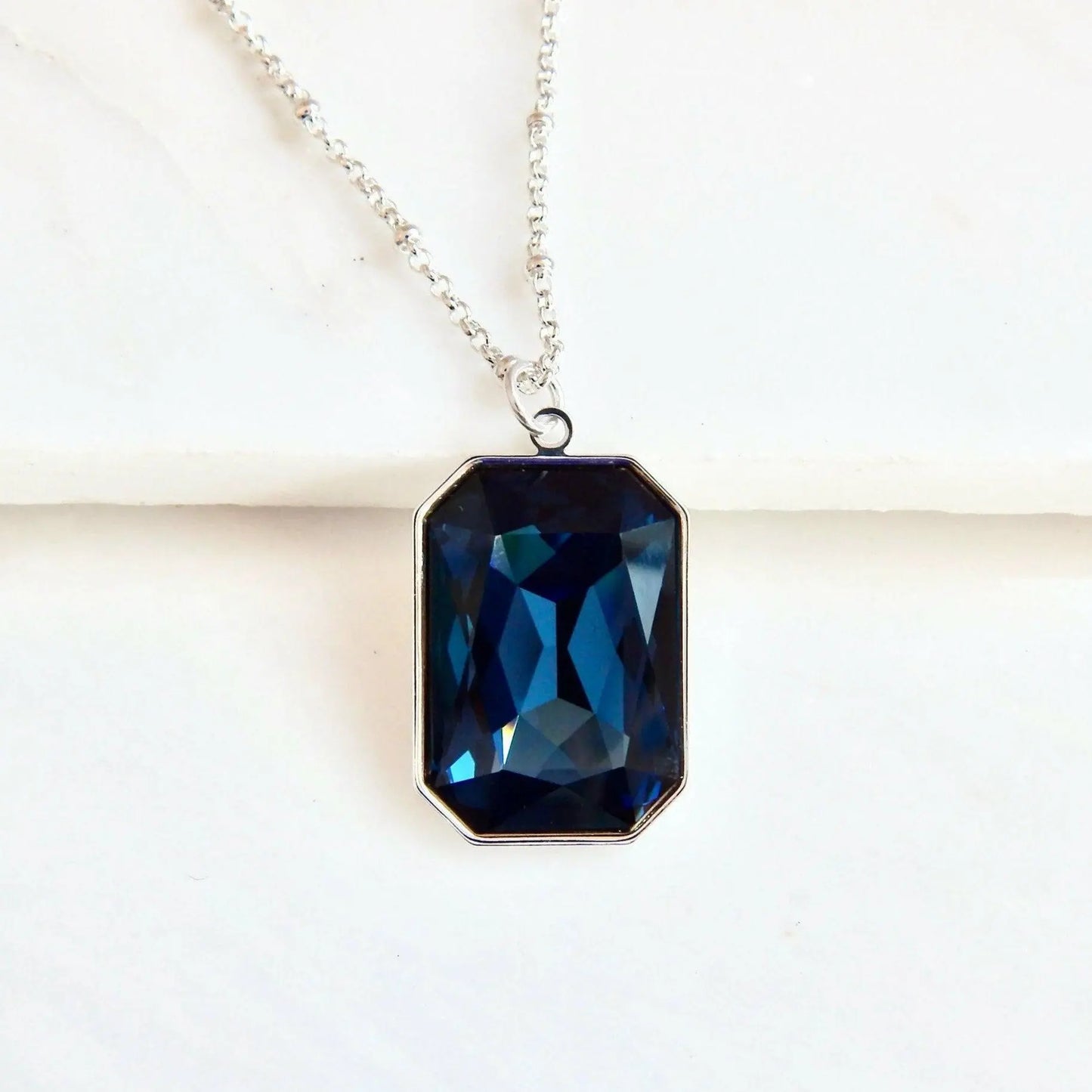 Large Navy Blue Crystal Pendant LoveYourBling
