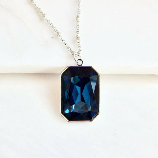 Large Navy Blue Crystal Pendant LoveYourBling