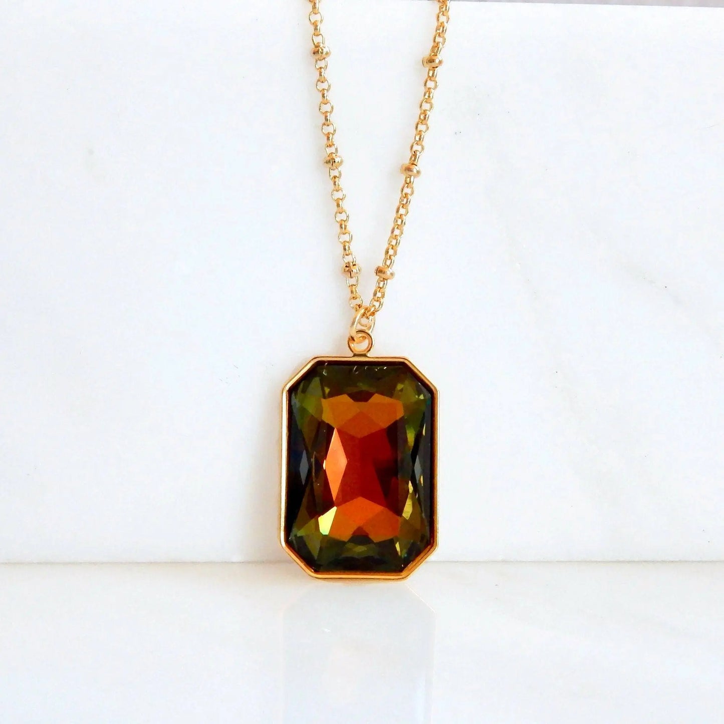 Large Golden Crystal Pendant LoveYourBling