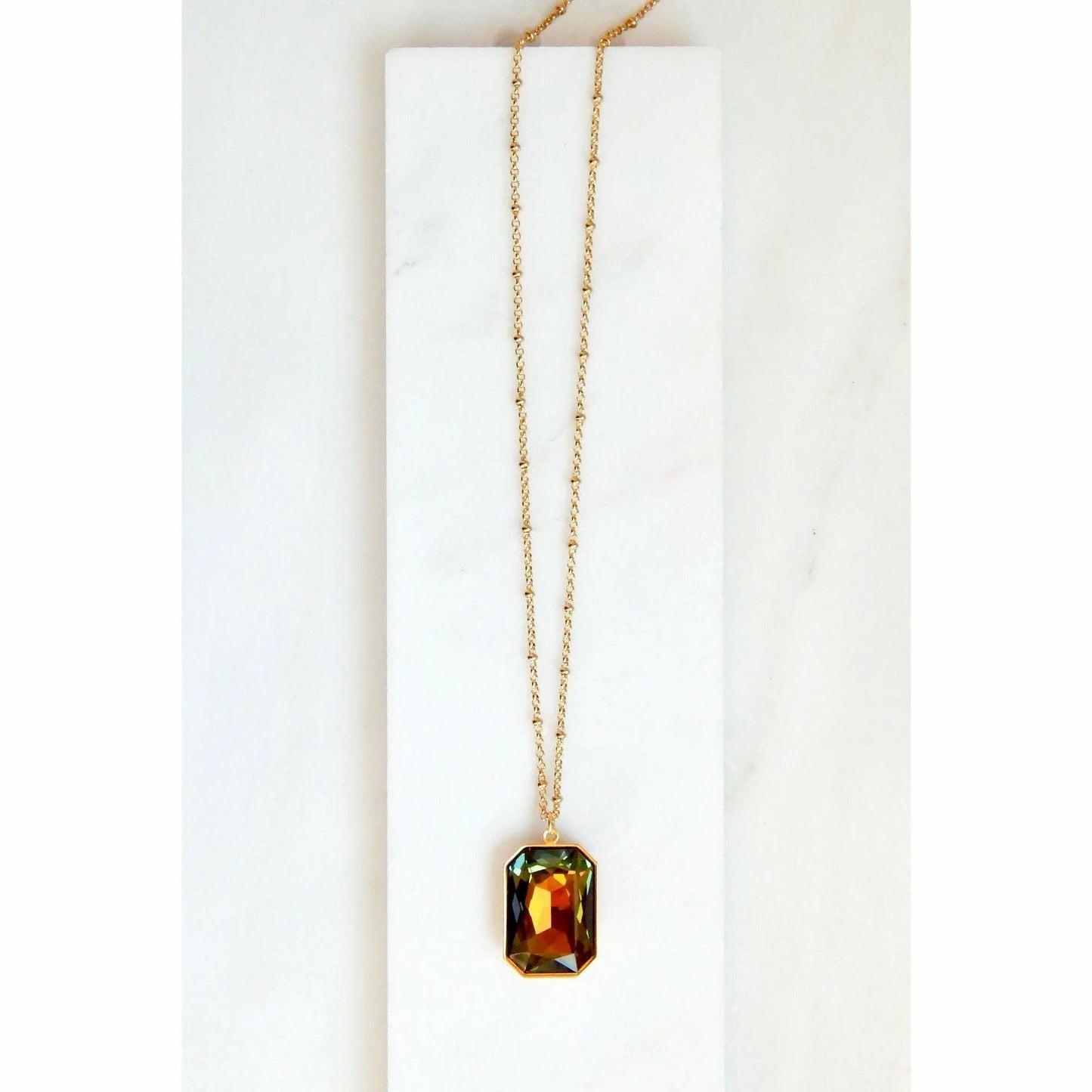 Large Golden Crystal Pendant LoveYourBling