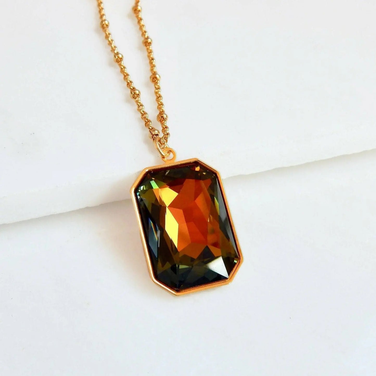 Large Golden Crystal Pendant LoveYourBling