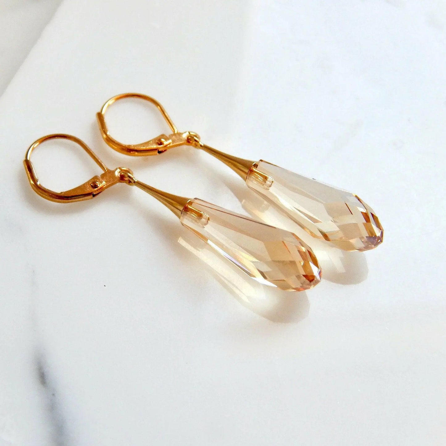 Golden teardrop capped crystal LoveYourBling