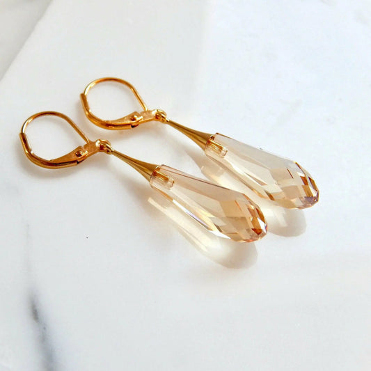 Golden teardrop capped crystal LoveYourBling