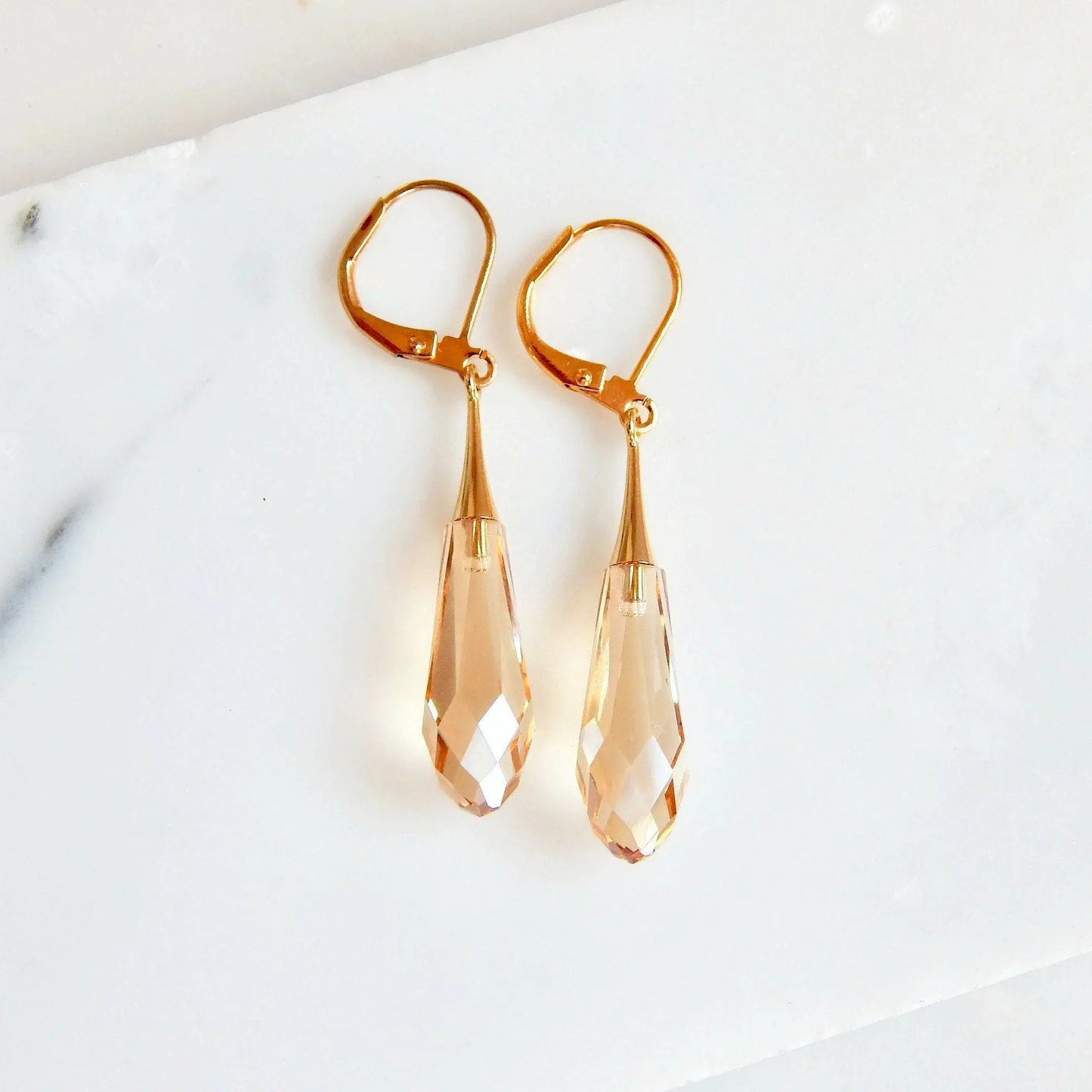 Golden teardrop capped crystal LoveYourBling