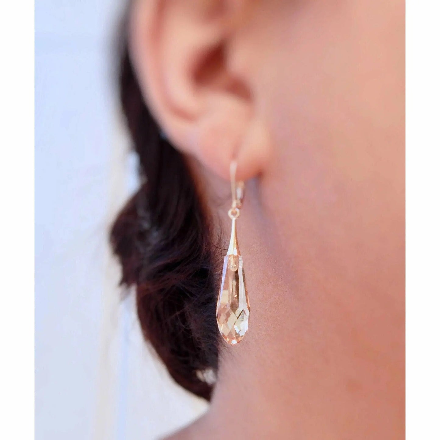 Golden teardrop capped crystal LoveYourBling