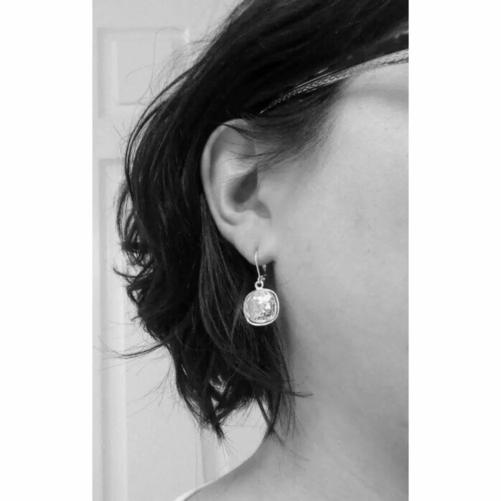 Sky blue opal large square crystal earrings LoveYourBling