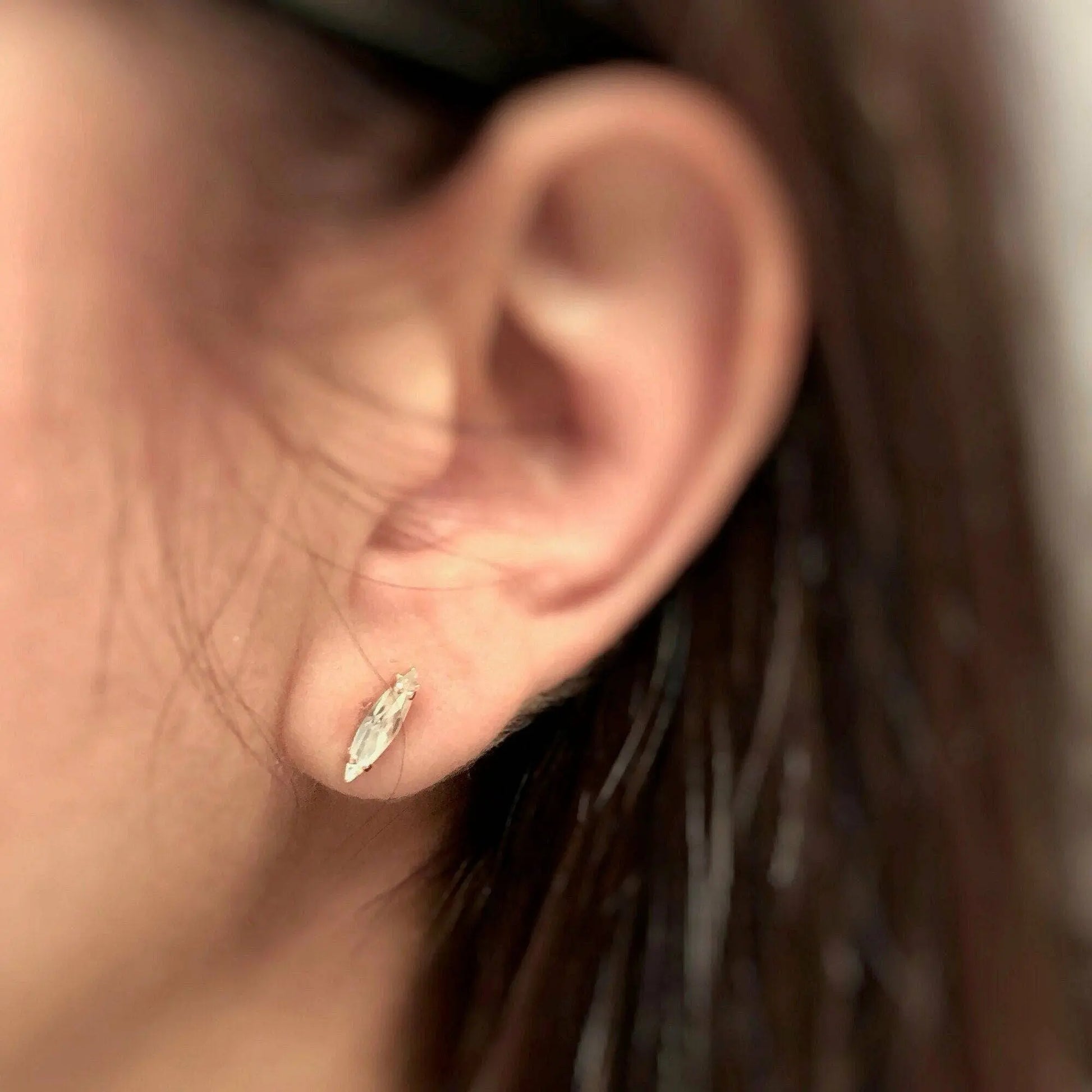 Tiny rose gold earrings with clear marquis crystals LoveYourBling
