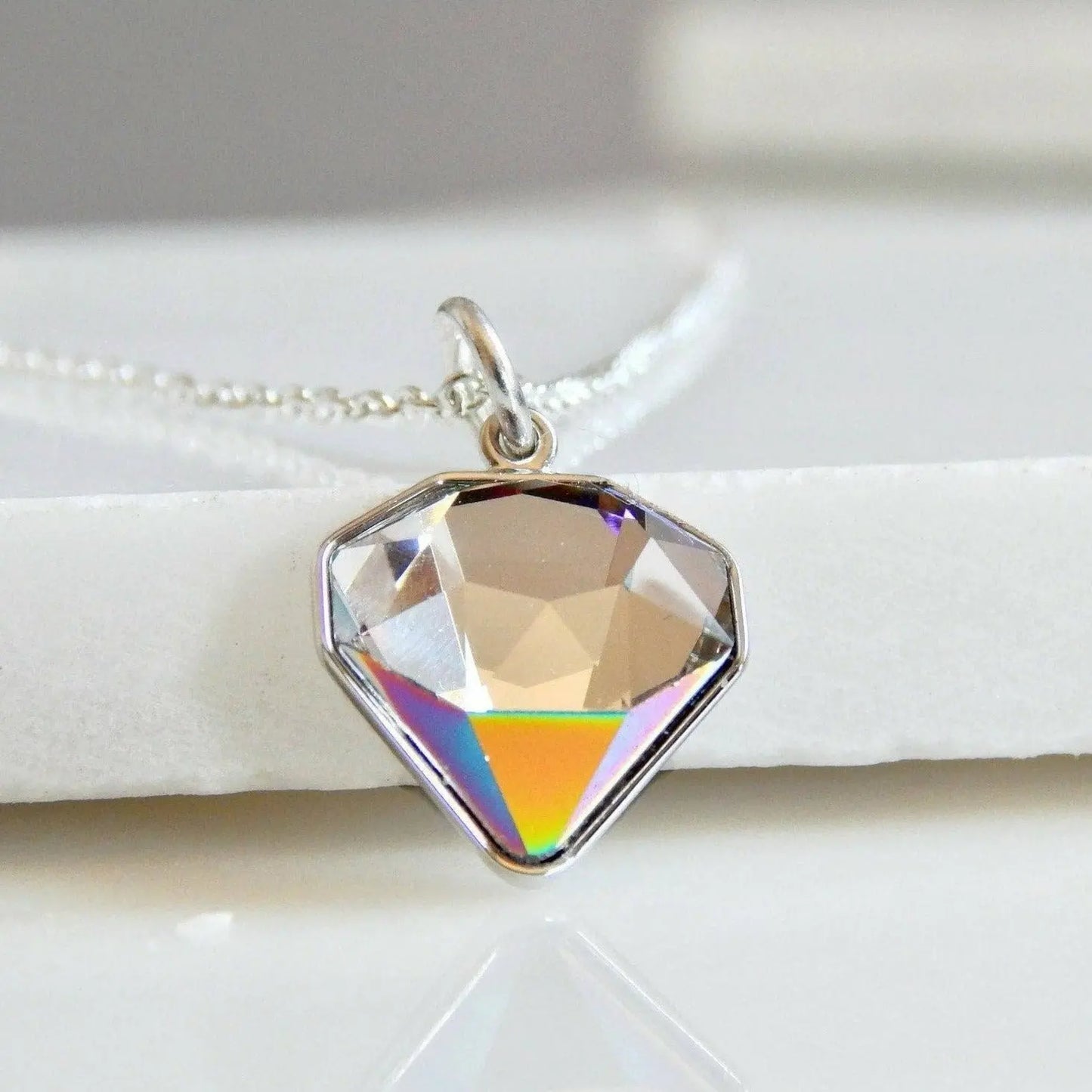 Crystal bling necklace with rainbow coating LoveYourBling