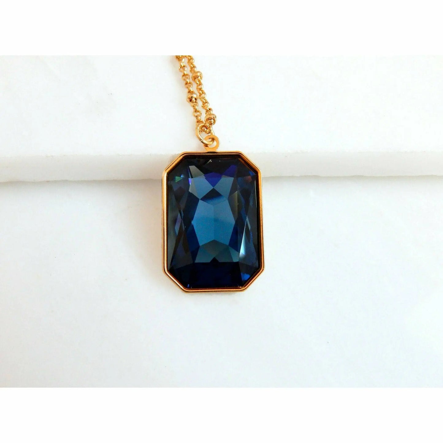 Large Navy Blue Crystal Pendant LoveYourBling