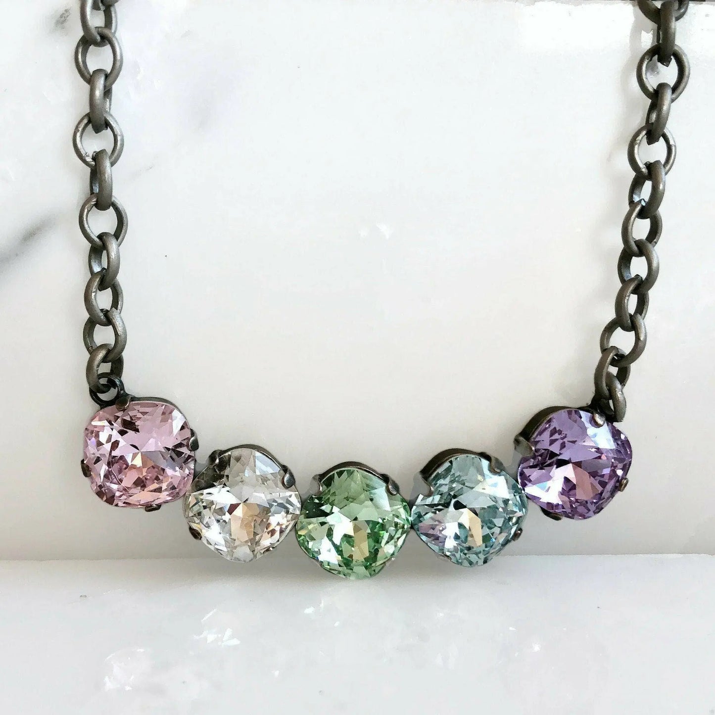 Rainbow pastel Swarovski Crystal necklace LoveYourBling