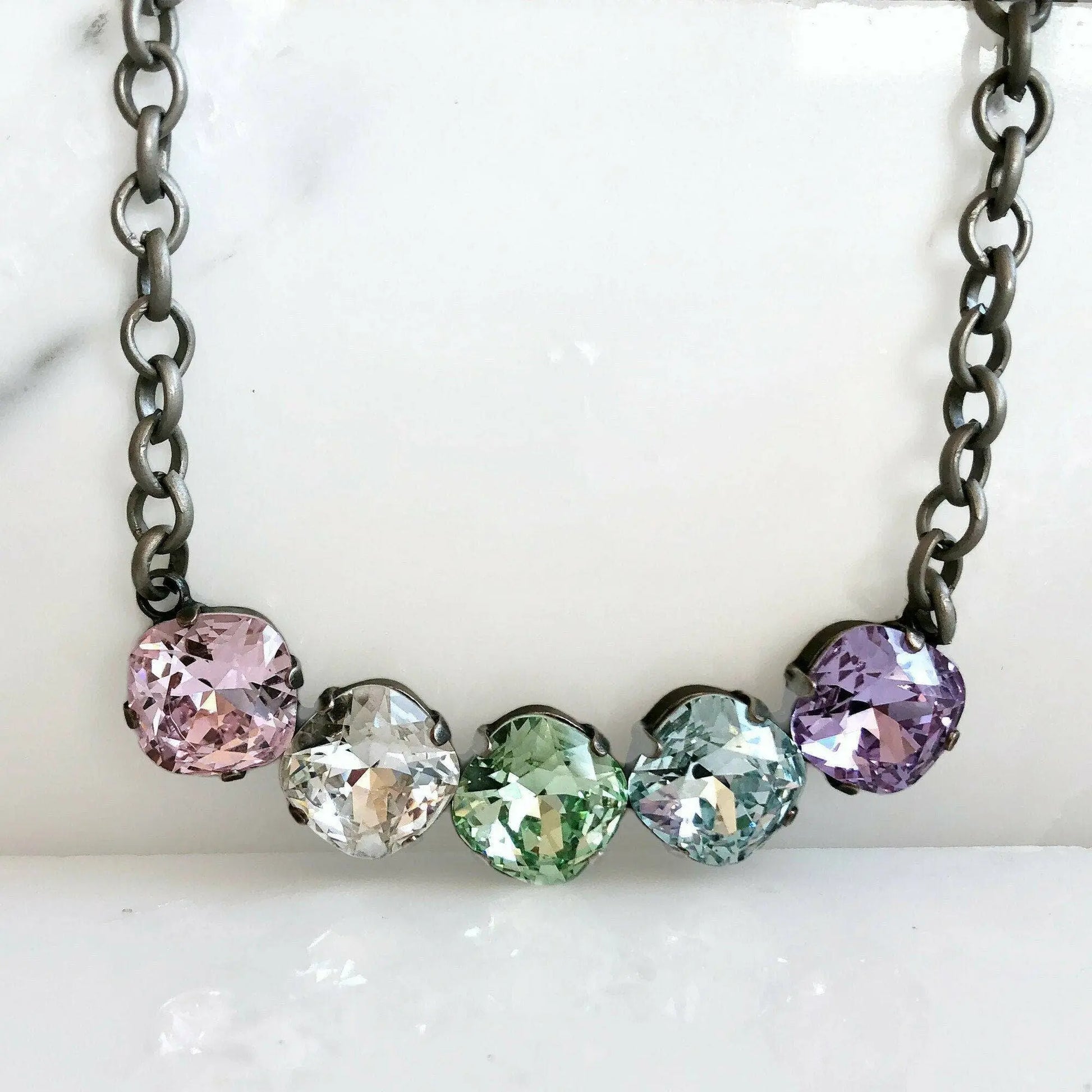 Rainbow pastel Swarovski Crystal necklace LoveYourBling