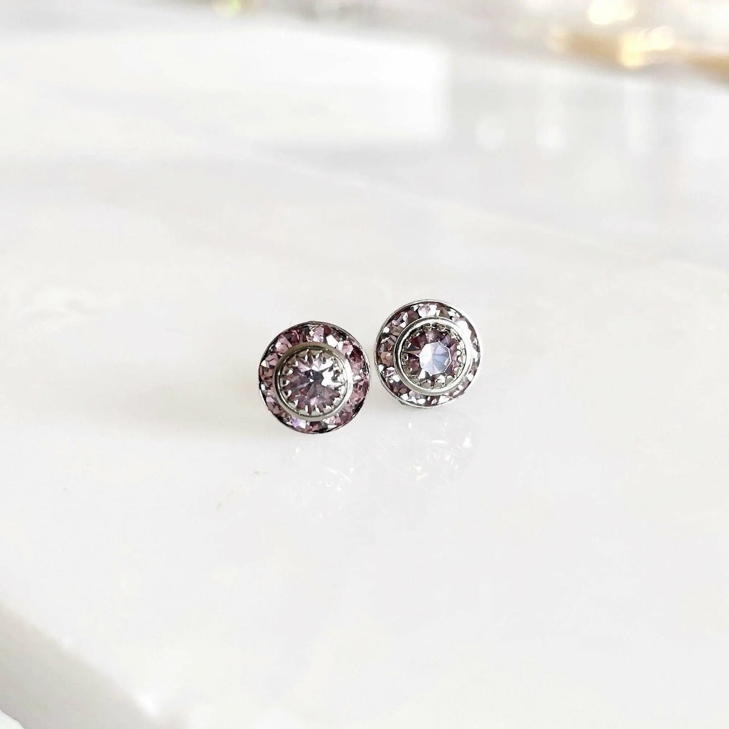 Lavender crystal stud earrings LoveYourBling