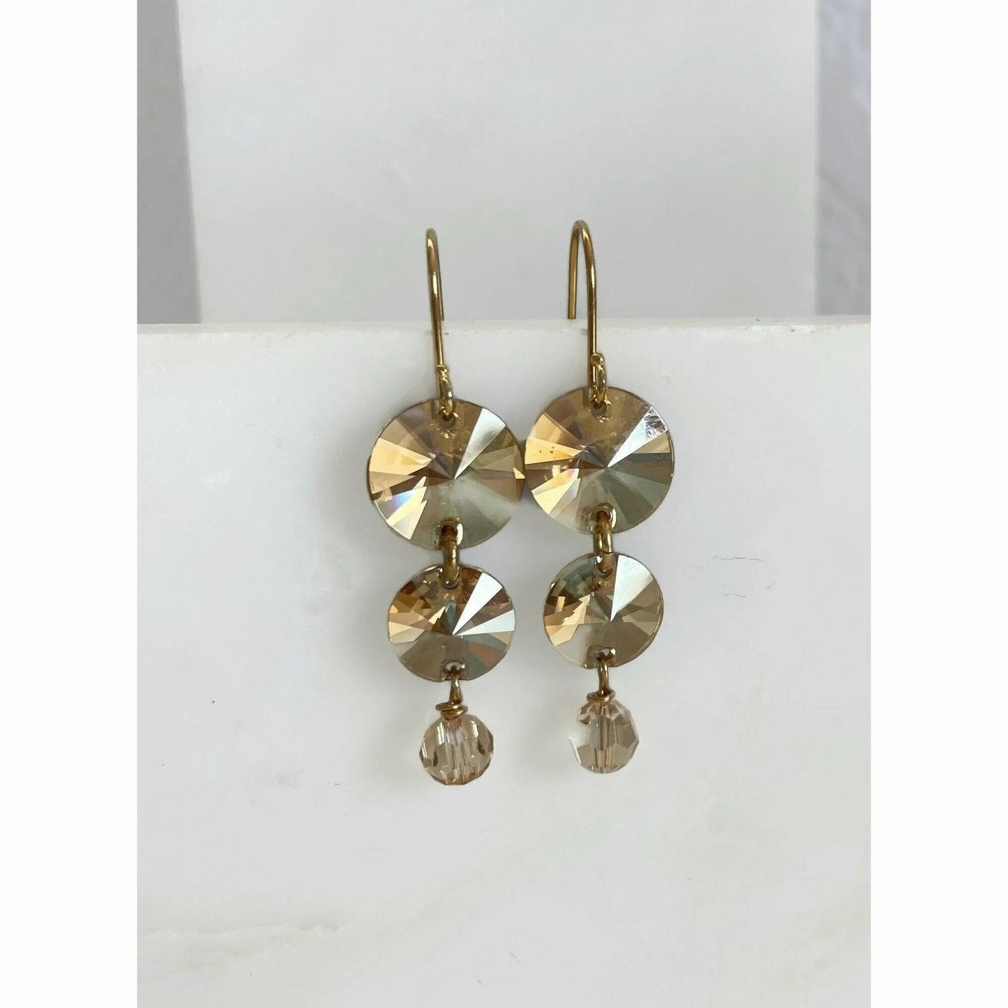 Gold Swarovski Crystal Disc Earrings LoveYourBling