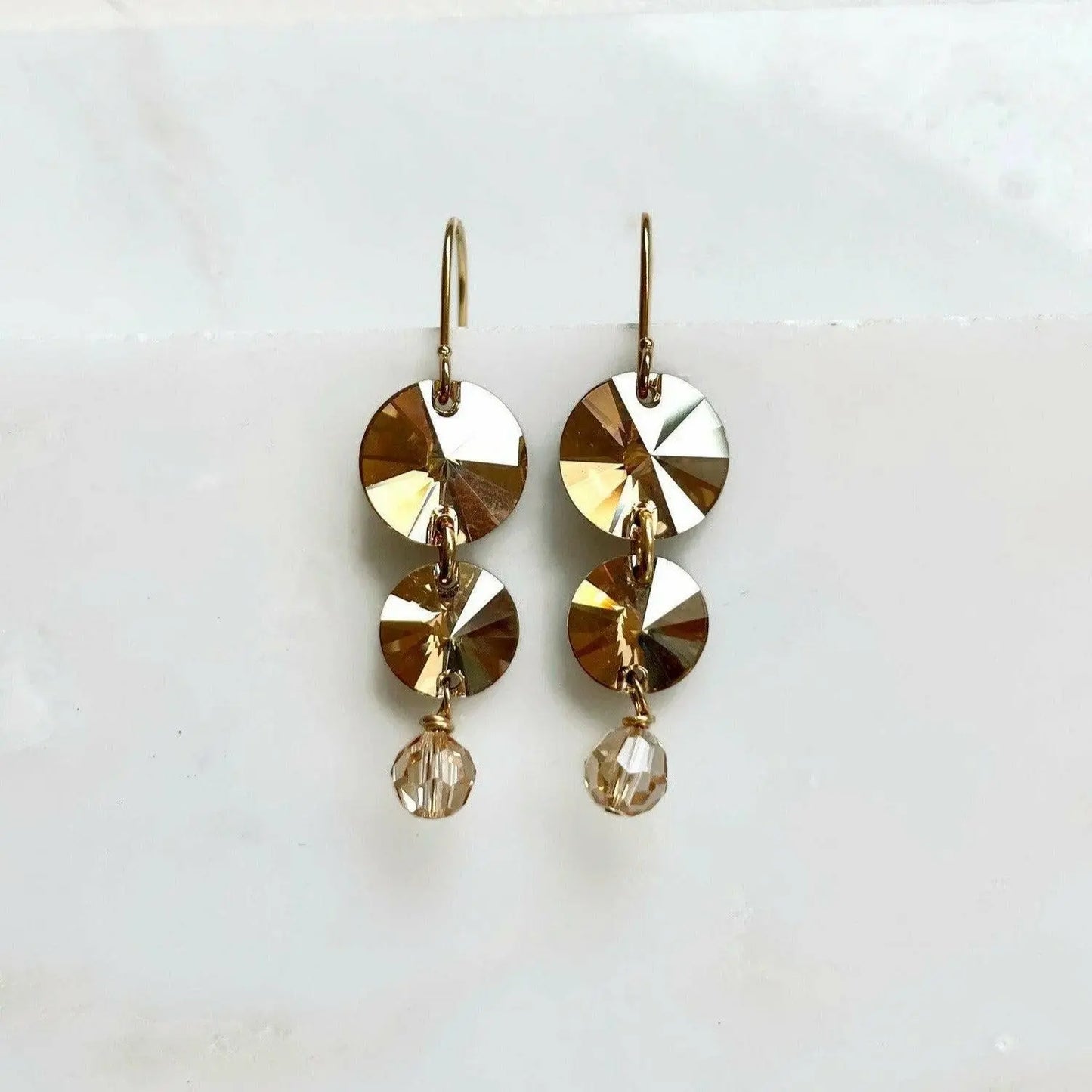 Gold Swarovski Crystal Disc Earrings LoveYourBling