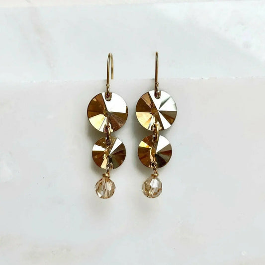 Gold Swarovski Crystal Disc Earrings LoveYourBling