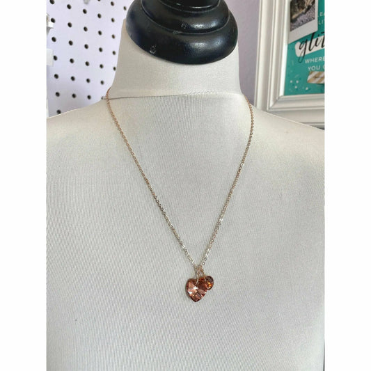 Two hearts necklace crystal necklace in rose gold LoveYourBling