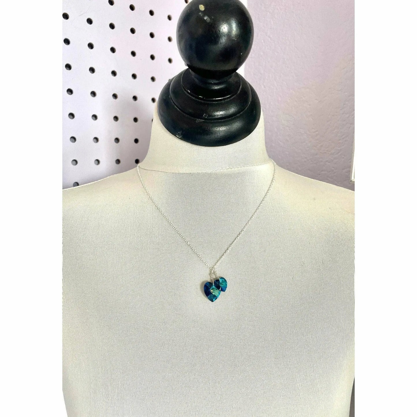 Bermuda Blue Crystal Hearts Necklace LoveYourBling