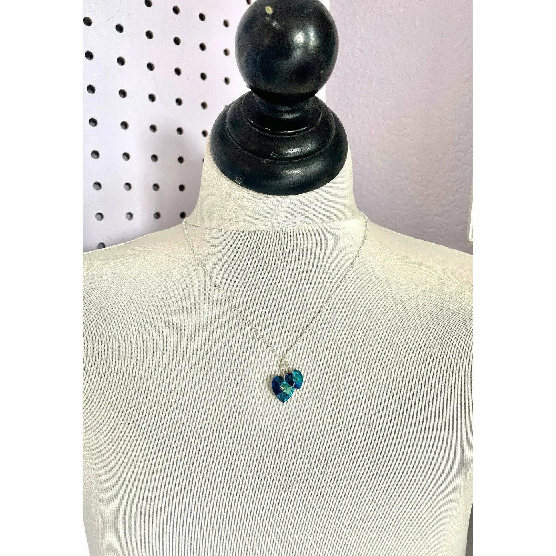 Bermuda Blue Crystal Hearts Necklace LoveYourBling