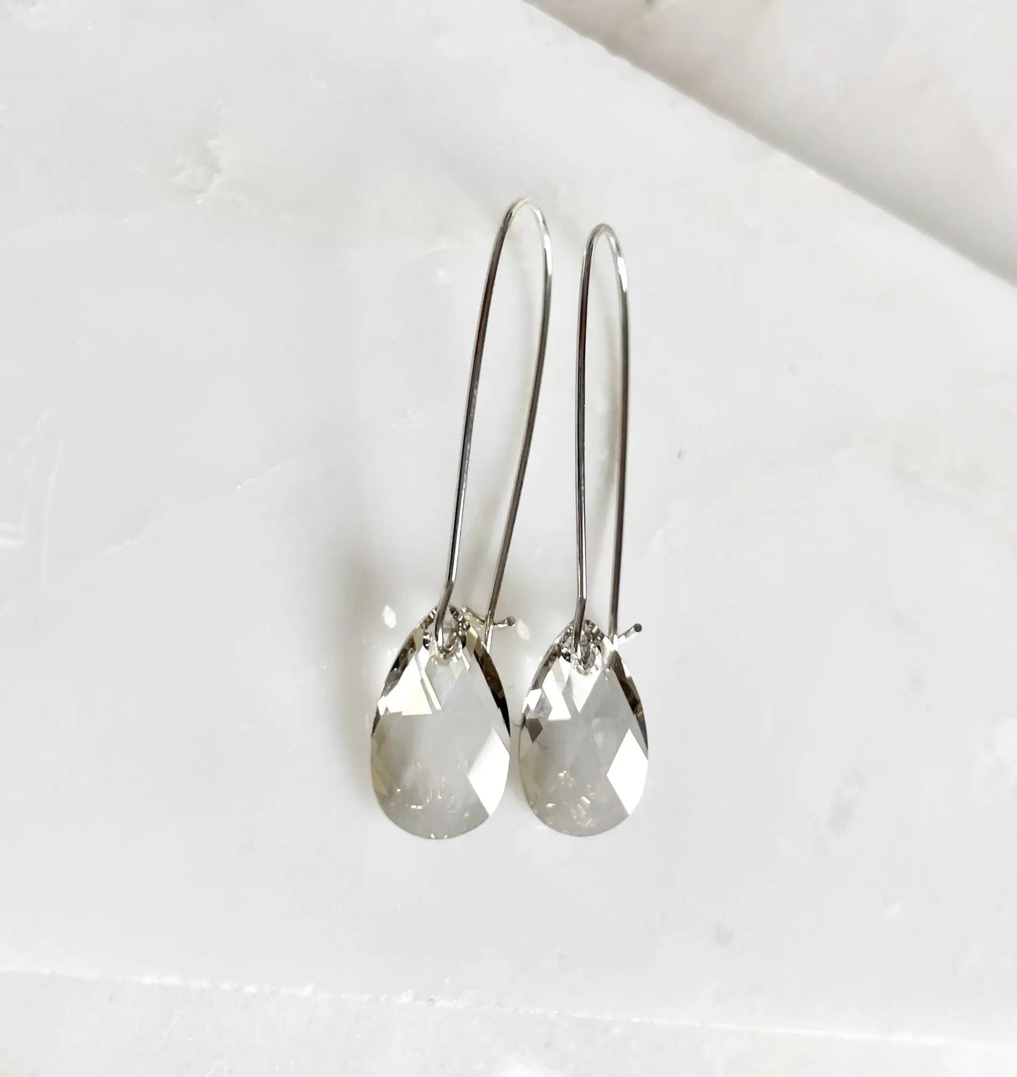 Long silver crystal earrings LoveYourBling