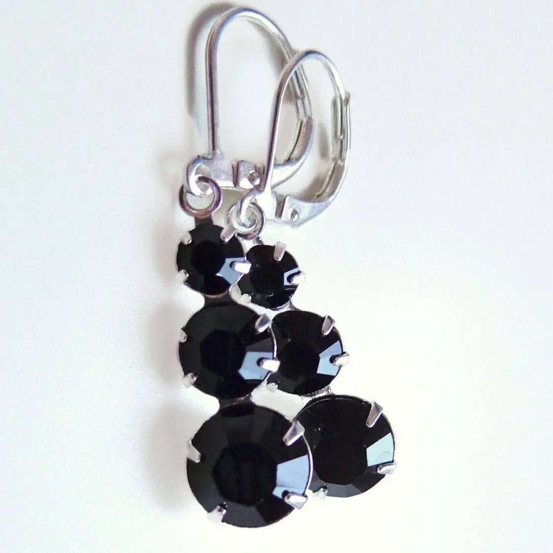 Black Crystal Triple Earrings LoveYourBling