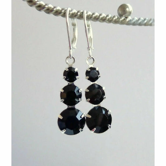 Black Crystal Triple Earrings LoveYourBling